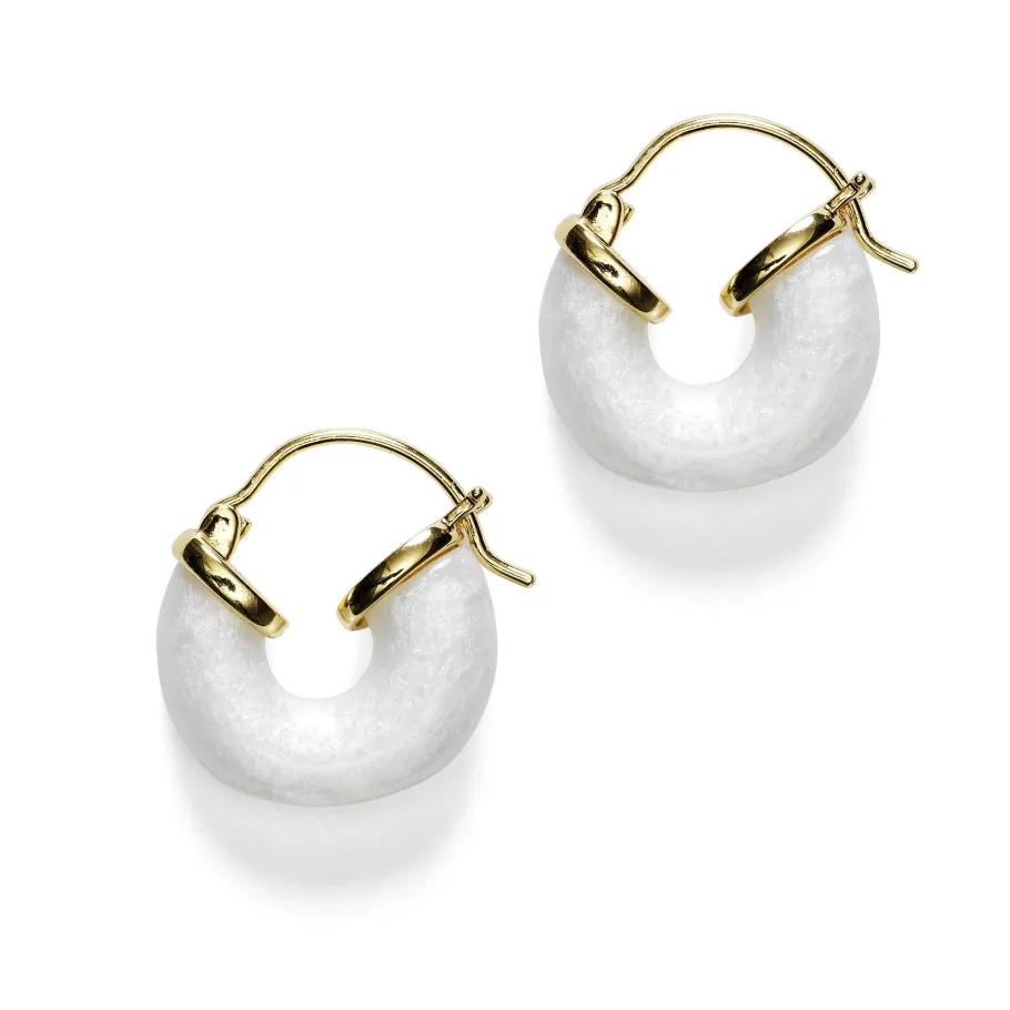 Outlet Petit White Swell Hoop Earrings
