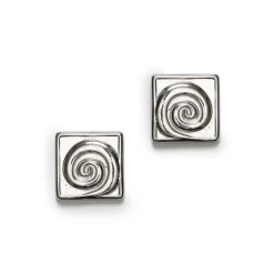 Clearance Swirly Square Earring - Silver Earrings