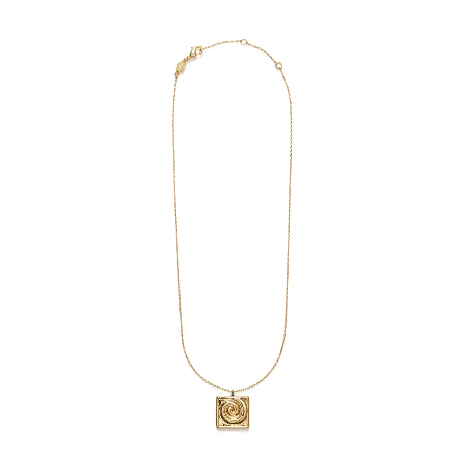 New Swirly Square Necklace - Gold Necklaces